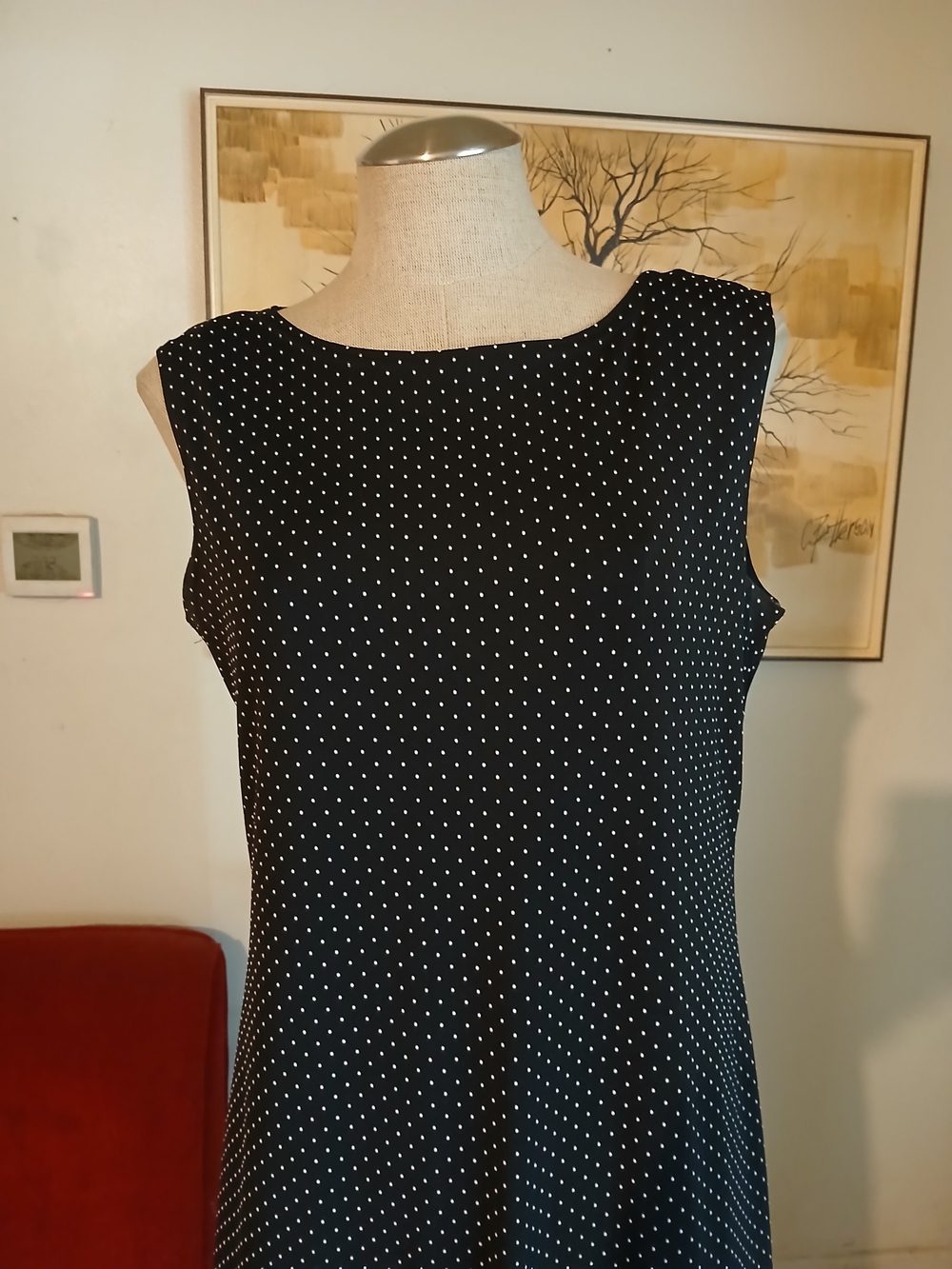 Vintage Ronni Nicole Black Polka Dot Maxi Dress